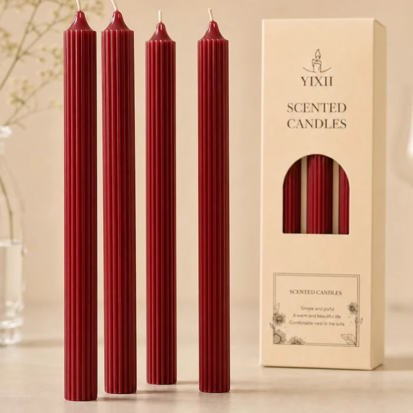 Home Fragrance No 4 - 4pcs Set Lilin Aromaterapi Warna Merah