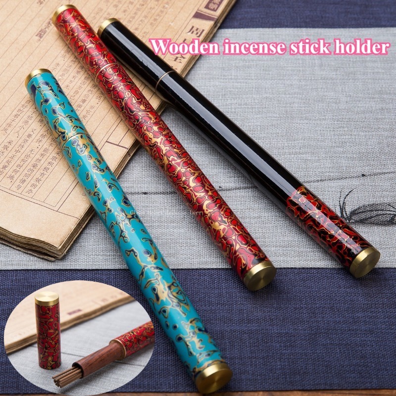Smokeless Incense Stick - Tabung Dupa Kayu Berlapis Cat dengan