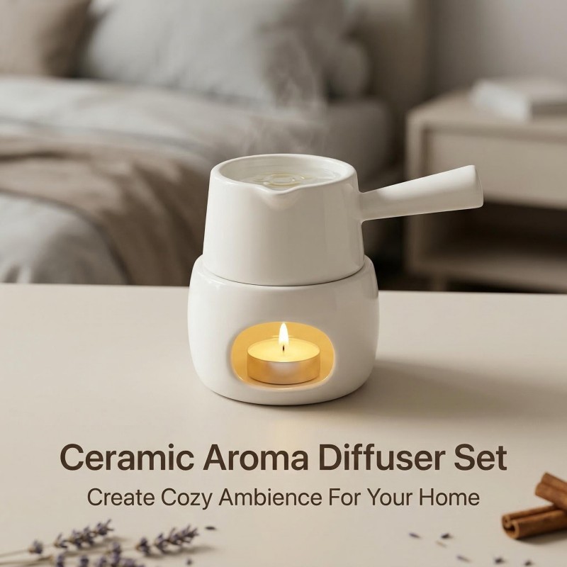 Wax Melt Burner - Set Pembakar Lilin Aromaterapi Keramik, Diffuser